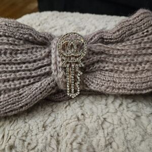 Elegant Knit Headband with Rhinestone Accent